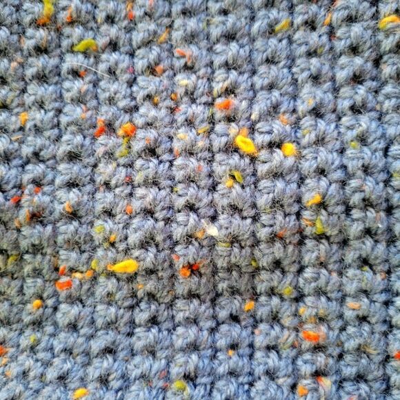 Handmade Blue and Yellow Crocheted Scarf - Picture 2 of 4